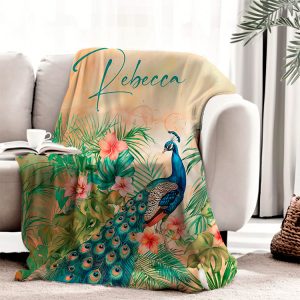 Peacock personalised blanket