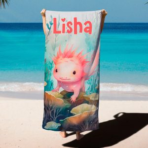 custom Axolotl beach towel