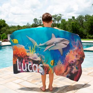 kids shark beach towel